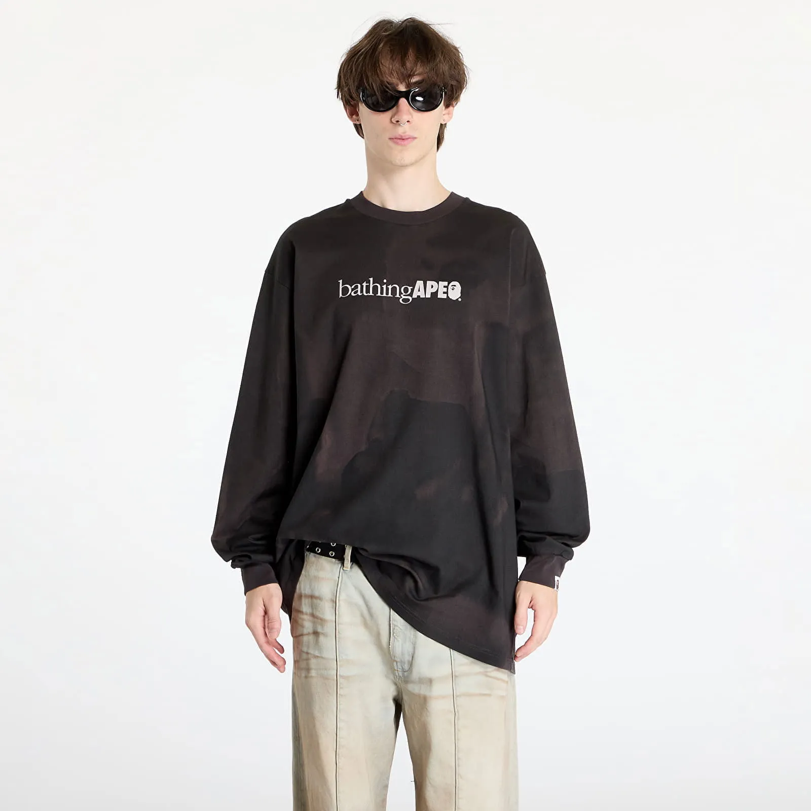 BAPE Overprint Logo Relaxed Fit Long Sleeve Tee Black