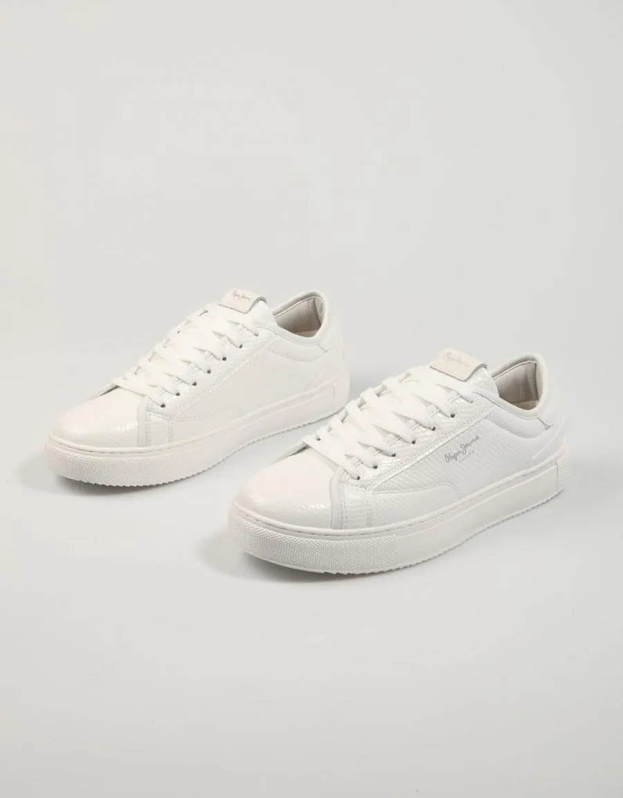  baskets PEPE JEANS Adams Snaky Pls31539 en Blanc 83123