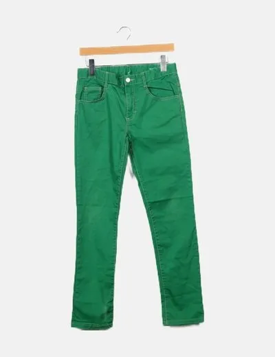 Benetton Pantalón denim verde skinny