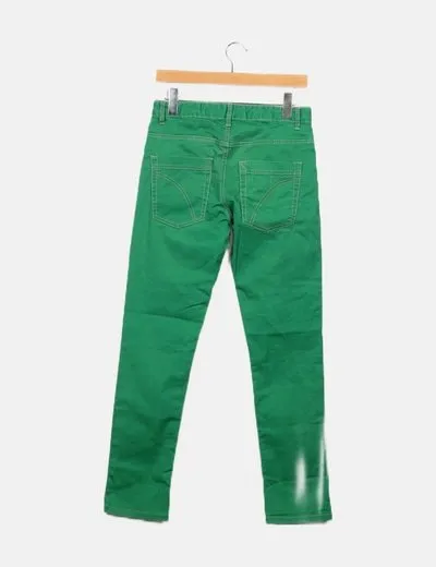 Benetton Pantalón denim verde skinny