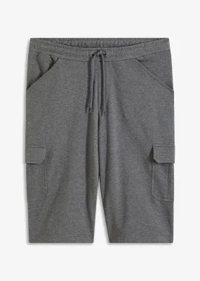 Bermudas de chándal largas, con bolsillos cargo, regular fit Gris jaspeado