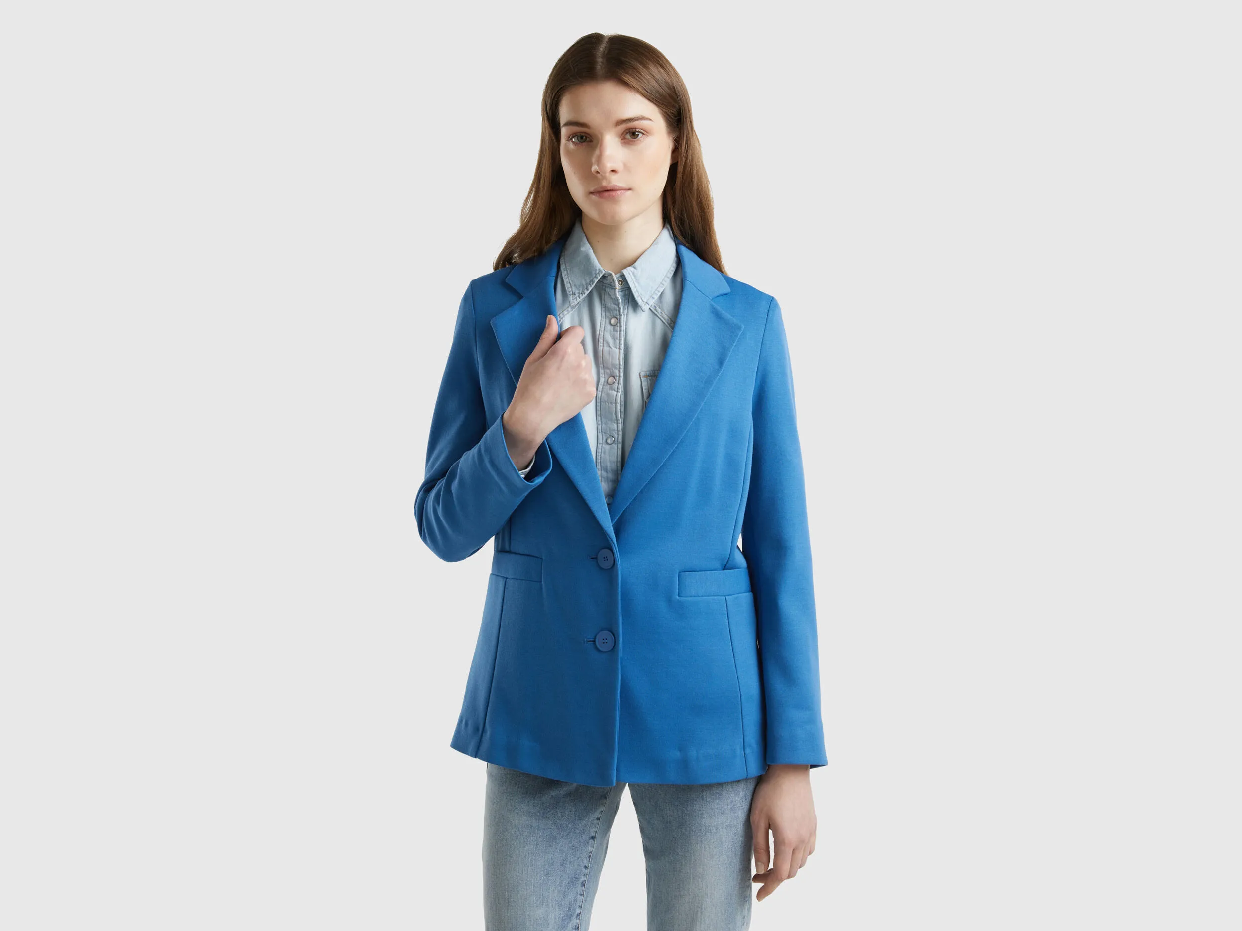 Blazer entallado de algodón mixto
