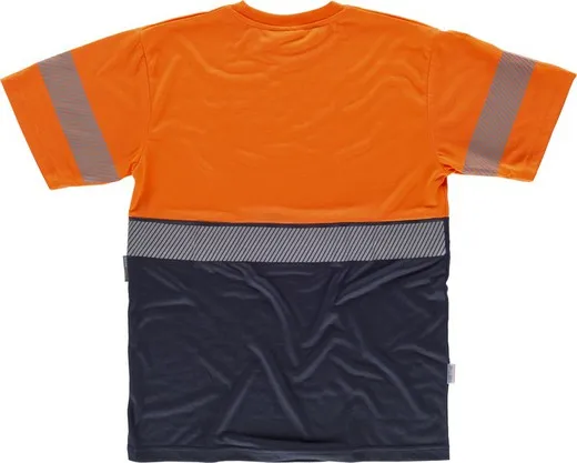 Camiseta manga corta combinada Marino Naranja