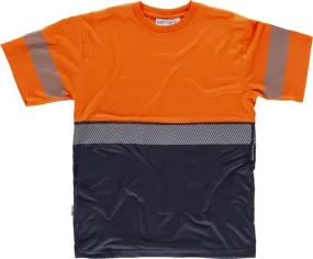 Camiseta manga corta combinada Marino Naranja