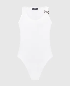 David Koma White bodysuit with metallic logo