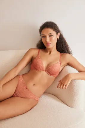 GORGEOUS Sujetador push up encaje y microfibra coral