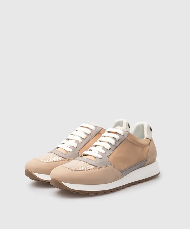 Peserico Sneakers with sequins and contrast inserts