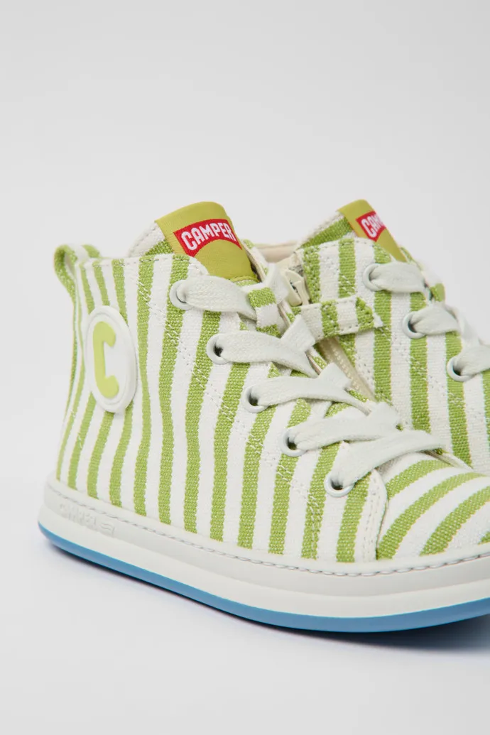 Runner Sneakers verdes y blancas de tejido para niños