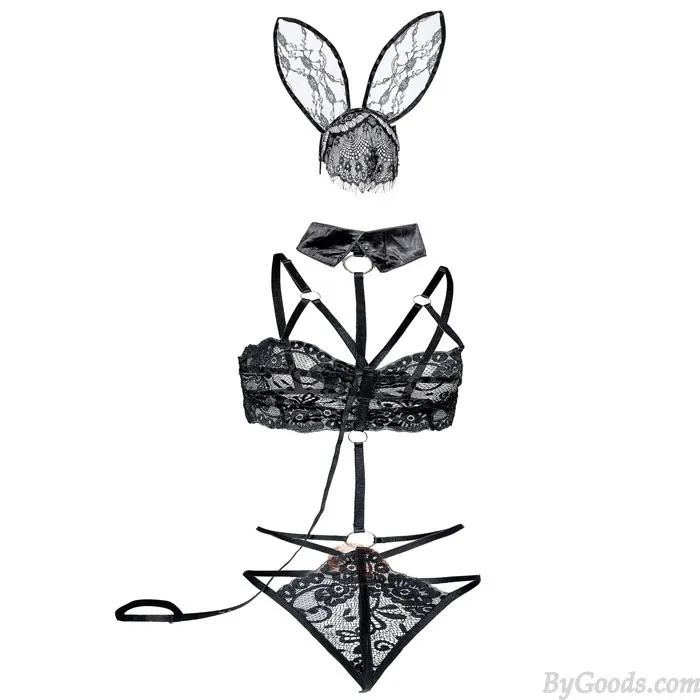 Sexy Black Porn Lace Cosplay Bunny Girl Costume Teddy Bodysuit Teen Lingerie