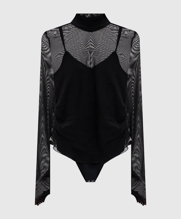 Simkhai Black Velora bodysuit with drape