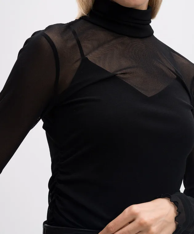 Simkhai Black Velora bodysuit with drape