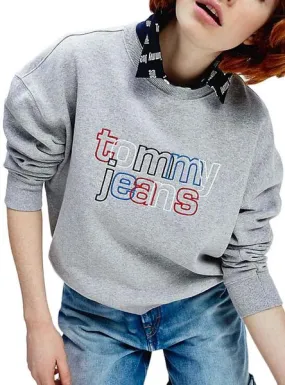 sudadera tommy jeans modern logo gris para mujer