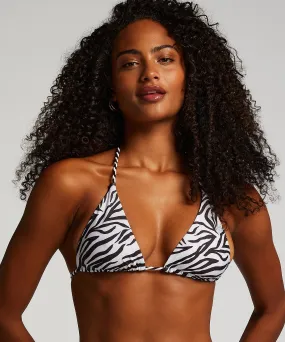 Top de bikini triangular Doha Zebra - Blanco