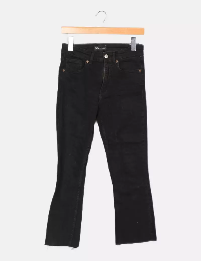 Zara Pantalón denim negro recto