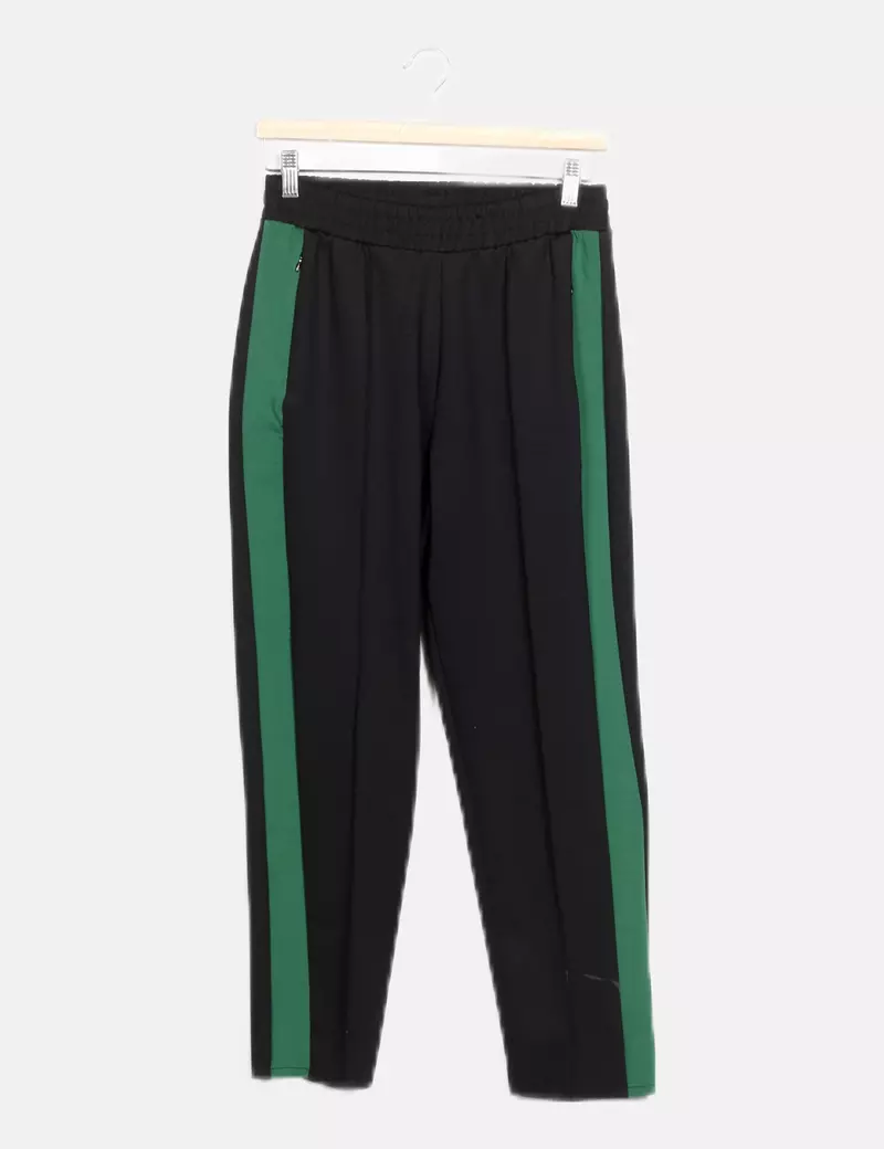 Zara Pantalón negro raya lateral