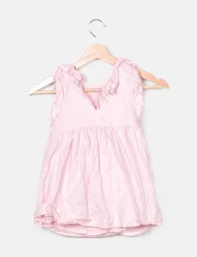 Zara Vestido rosa volantes